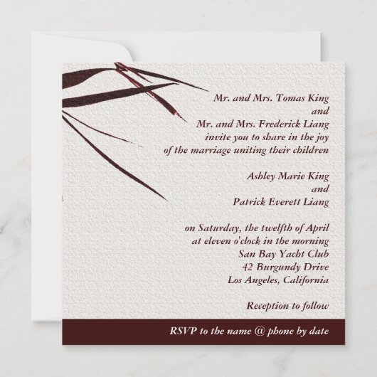 Bambus-Blätter/orientalische doppelte Einladung (Rückseite)