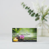 Bambus Candle Stone Orchid Wellness-Center Massage Visitenkarte (Stehend Vorderseite)