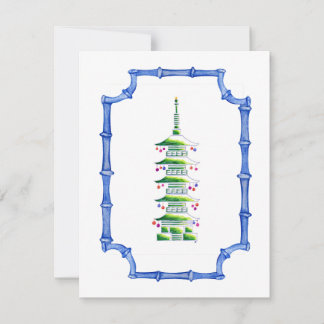 Bambus-Chinoiserie-Pagode-Christbaum Mitteilungskarte