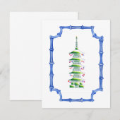 Bambus-Chinoiserie-Pagode-Christbaum Mitteilungskarte (Vorne/Hinten)