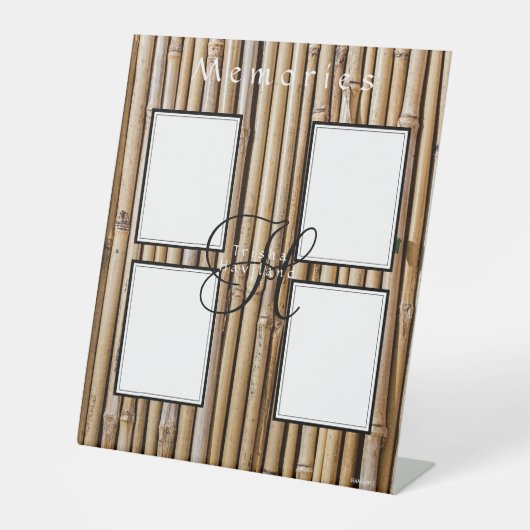 Bambus-Design Vier-Foto-Display HAMbyWG Sockelschild (Vorderseite)