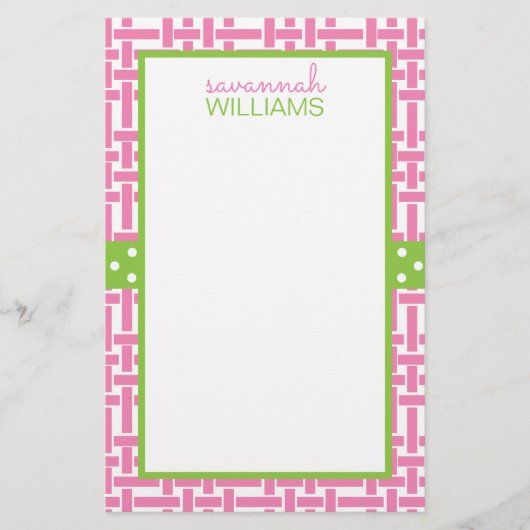 Bambus & Grosgrain Personalisiert Stationery (Vorderseite)