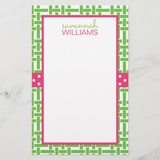 Bambus & Grosgrain Personalisiert Stationery (Vorderseite)