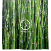 Bambus Holz mit individualisierbarem Logo und Text Duschvorhang (Vorderseite)