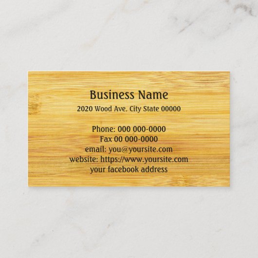 Bambus-Holzkarte Visitenkarte (Rückseite)