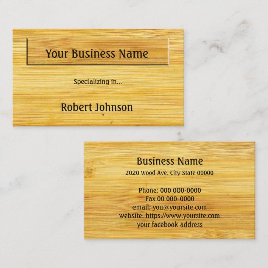 Bambus-Holzkarte Visitenkarte (Vorne/Hinten)
