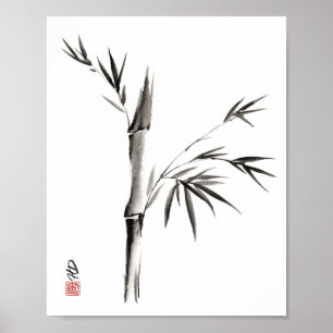 Bambus in der Stille Chinesische Pinselkunst Poster
