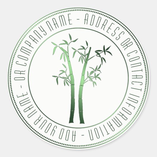 Bambus in kreisförmigen Rahmen grün Runder Aufkleber (Vorderseite)