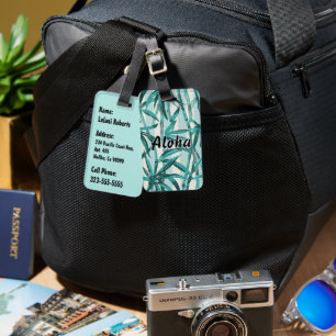 Bambus Jungle Hawaiian Strip - Aquamarin und Aqua Gepäckanhänger