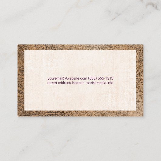 Bambus-Logo | Leather Texture Visitenkarte (Rückseite)