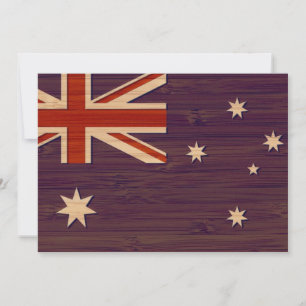 Bambus-Look & Gravierte Australien Australische Fl Einladung