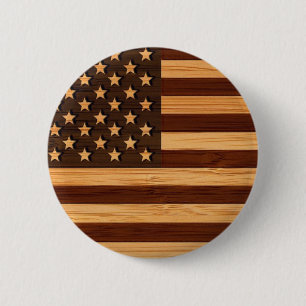 Bambus-Look und gravierte Vintage-Amerikanische US Button