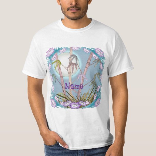 Bambus Lotus Mond T-Shirt (Vorderseite)