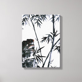 Bambus mit Stone Leinwanddruck