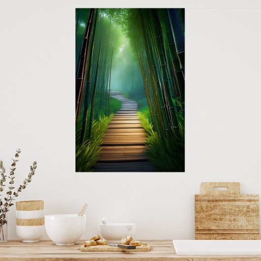 Bambus-Passage, ein Atemberaubender Holzweg Poster (Küche)