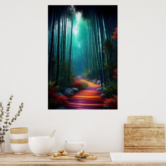 Bambus-Passage, ein Pfad des Braunwaldes Poster (Küche)