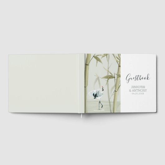 Bambus-Pflanze und Crane Bird Gästebuch (Voll)