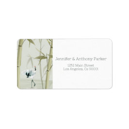 Bambus-Pflanze und exotischer Kranich Adressaufkleber