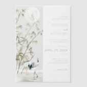 Bambus-Pflanze und Krane-Hochzeit Pergament Einladungen (Vorderseite)