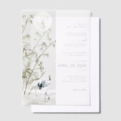 Bambus-Pflanze und Krane-Hochzeit Pergament Einladungen (Versetzt)