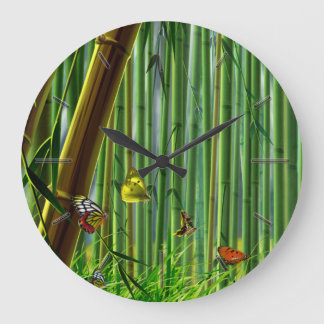 Bambus & Schmetterling Art 1 Wand Optionen Große Wanduhr