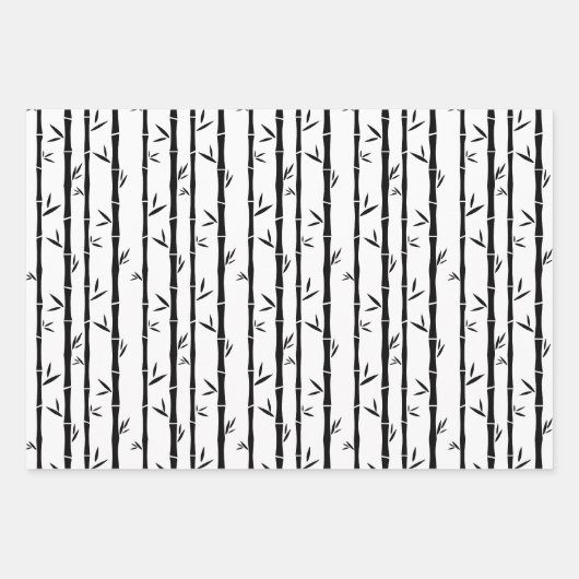 Bambus Schwarz-Weiß-Zoll Geschenkpapier Set (Vorderseite)