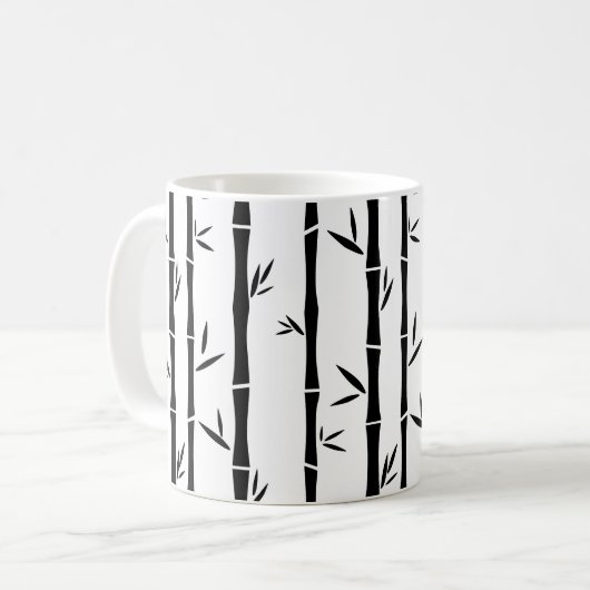 Bambus Schwarz-Weiß-Zoll Kaffeetasse (Vorderseite Links)