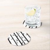 Bambus Schwarz-Weiß-Zoll Runder Pappuntersetzer (Vor Ort)