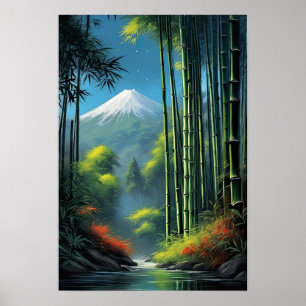 Bambus Tanz, Stream im Wald Poster