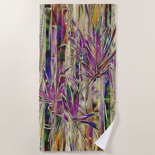 Bambus Tree Digital Malerei Original Beach Handtuc Strandtuch (Vorderseite)