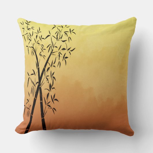 Bambus und Bergblick Sonnenuntergang Kissen (Vorderseite)