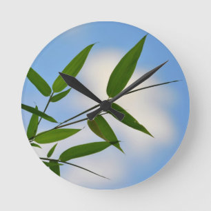 Bambus- und blauer Himmel-Uhr Runde Wanduhr