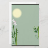 Bambus und Drachenfliege - Blumengeschosse Briefpapier (Vorne/Hinten)