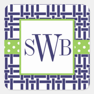 Bambus und Grosgrain Mit Monogramm Stickers