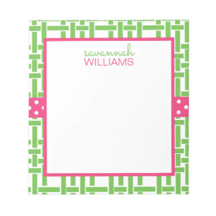 Bambus und Grosgrain Personalisiert Notepad Notizblock