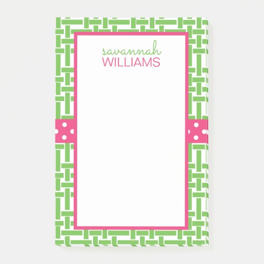 Bambus und Grosgrain Personalisiert Post-it-Notepa Post-it Klebezettel (Vorderseite)