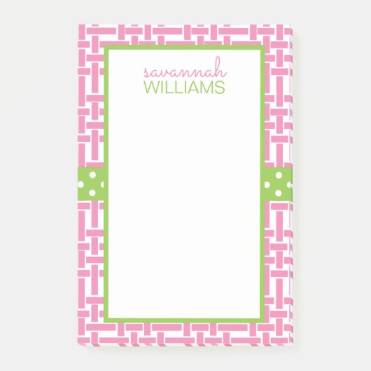 Bambus und Grosgrain Personalisiert Post-it-Notepa Post-it Klebezettel (Vorderseite)