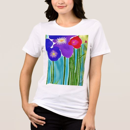 Bambus und Hibiskus Tri-Blend Shirt (Vorderseite)