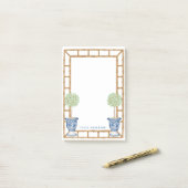 Bambus und Olivenhaine | Chinoiserie Post-it Klebezettel (Auf Schreibtisch)