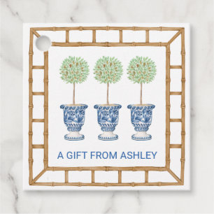 Bambus und Olivenöl Topiary Wappen   Monogramm Geschenkanhänger