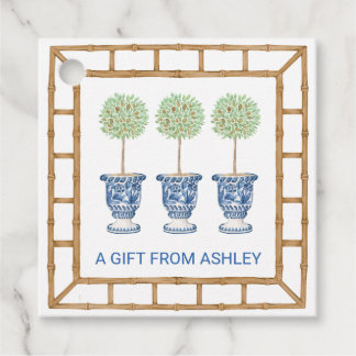 Bambus und Olivenöl Topiary Wappen | Monogramm Geschenkanhänger
