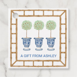 Bambus und Olivenöl Topiary Wappen | Monogramm Geschenkanhänger