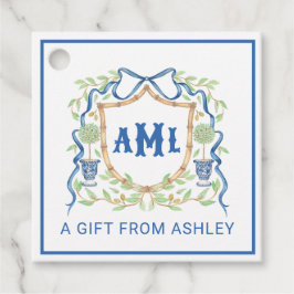 Bambus und Olivenöl Topiary Wappen | Monogramm Geschenkanhänger