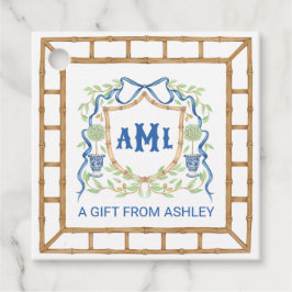 Bambus und Olivenöl Topiary Wappen | Monogramm Geschenkanhänger