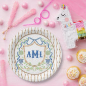 Bambus und Olivenöl Topiary Wappen | Monogramm Pappteller (Party)