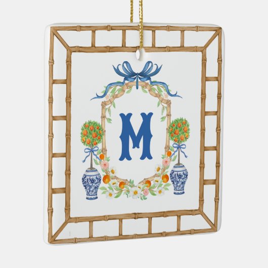 Bambus und Orange Topiary Wappen | Monogramm mit 1 Keramikornament (Rechts)
