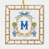 Bambus und Orange Topiary Wappen | Monogramm mit 1 Keramikornament (Vorderseite)