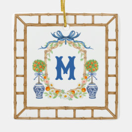 Bambus und Orange Topiary Wappen | Monogramm mit 1 Keramikornament