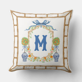 Bambus und Orange Topiary Wappen | Monogramm mit 1 Kissen