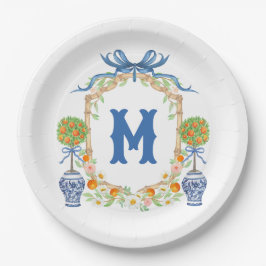 Bambus und Orange Topiary Wappen | Monogramm mit 1 Pappteller